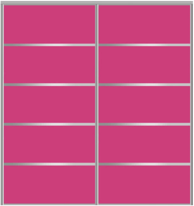 Custom Sliding Aluminum Doors - Style 05 - 2 doors  - Pink Glass - Doors and Beyond