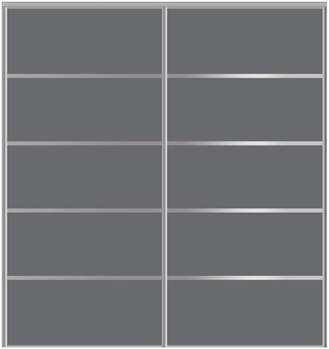 Custom Sliding Aluminum Doors - Style 05 - 2 doors - Silver Gray Glass - Doors and Beyond
