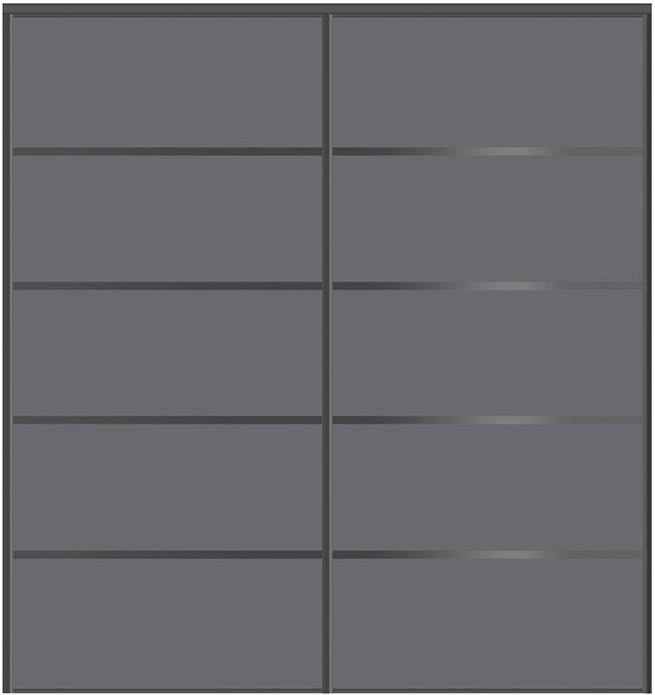 Custom Sliding Black Aluminum Doors - Style 05 - 2 doors - Silver Gray Glass - Doors and Beyond