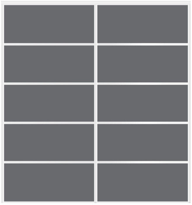 Custom Sliding White Aluminum Doors - Style 05 - 2 doors - Silver Gray Glass - Doors and Beyond