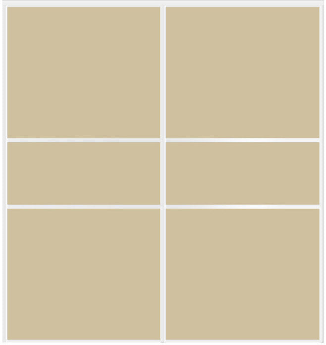 Custom Sliding White Aluminum Doors - Style 06 - 2 doors  - Beige Glass