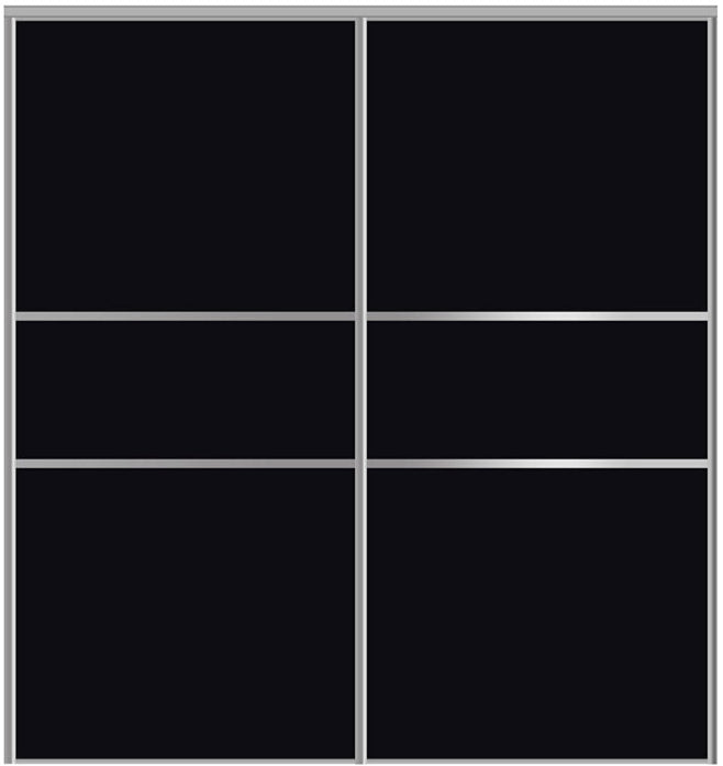 Custom Sliding Aluminum Doors - Style 06 - 2 doors  - Black Glass - Doors and Beyond