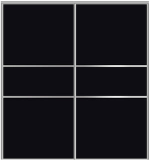 Custom Sliding Aluminum Doors - Style 06 - 2 doors  - Black Glass - Doors and Beyond