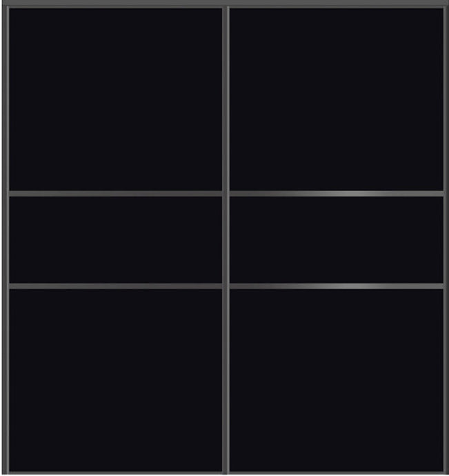Custom Sliding Black Aluminum Doors - Style 06 - 2 doors - Black Glass - Doors and Beyond