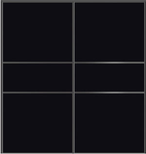Custom Sliding Black Aluminum Doors - Style 06 - 2 doors - Black Glass - Doors and Beyond