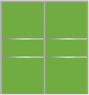 Custom Sliding Aluminum Doors - Style 06 - 2 doors  - Lime Green Glass - Doors and Beyond