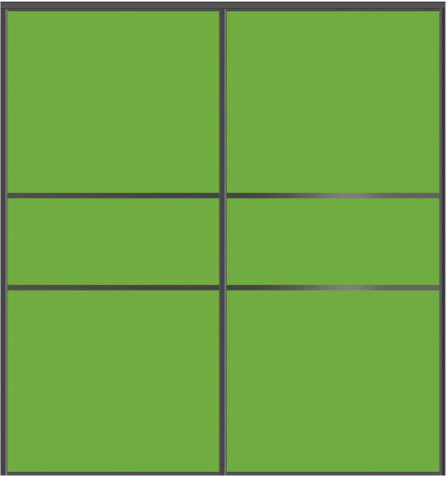 Custom Sliding Black Aluminum Doors - Style 06 - 2 doors - Lime Green Glass - Doors and Beyond