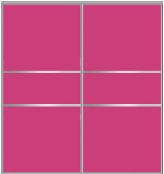 Custom Sliding Aluminum Doors - Style 06 - 2 doors  - Pink Glass - Doors and Beyond