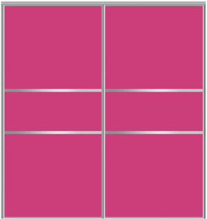 Custom Sliding Aluminum Doors - Style 06 - 2 doors  - Pink Glass - Doors and Beyond