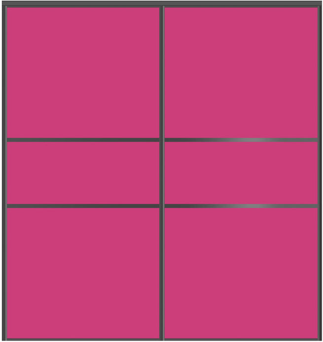 Custom Sliding Black Aluminum Doors - Style 06 - 2 doors  - Pink Glass