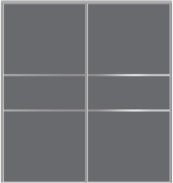 Custom Sliding Aluminum Doors - Style 06 - 2 doors  - Silver Gray Glass
