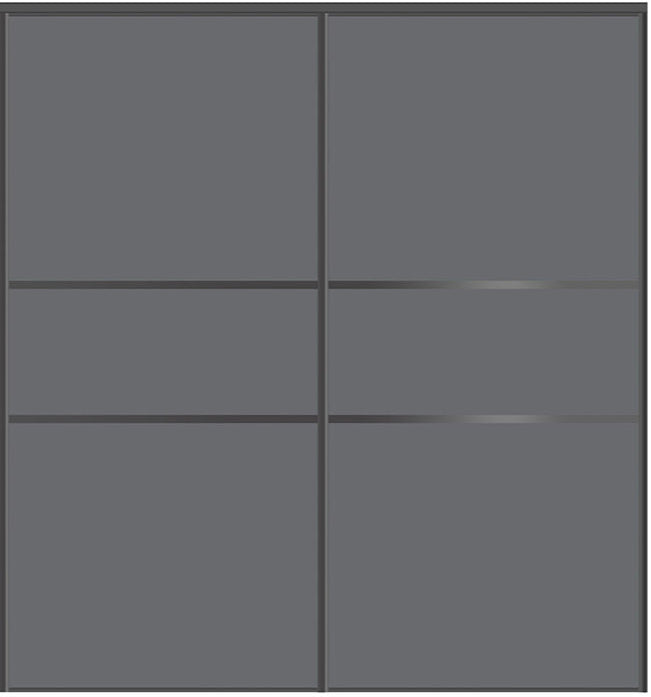 Custom Sliding Black Aluminum Doors - Style 06 - 2 doors  - Silver Gray Glass