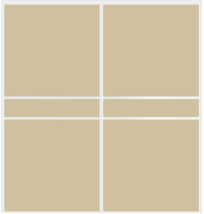 Custom Sliding White Aluminum Doors - Style 07 - 2 doors  - Beige Glass