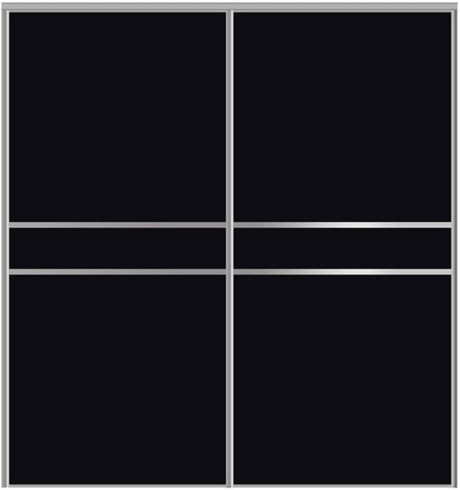 Custom Sliding Aluminum Doors - Style 07 - 2 doors - Black Glass - Doors and Beyond