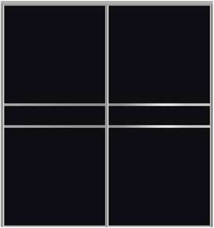 Custom Sliding Aluminum Doors - Style 07 - 2 doors - Black Glass - Doors and Beyond