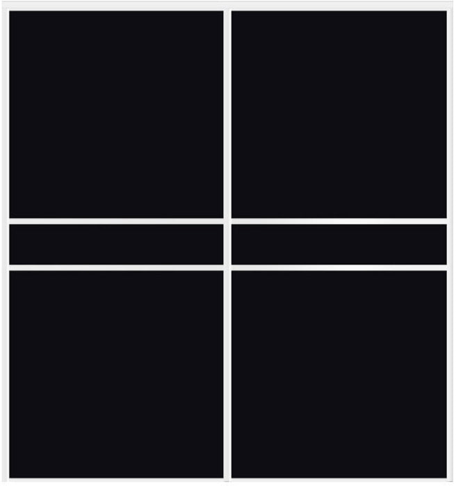 Custom Sliding White Aluminum Doors - Style 07 - 2 doors - Black Glass - Doors and Beyond