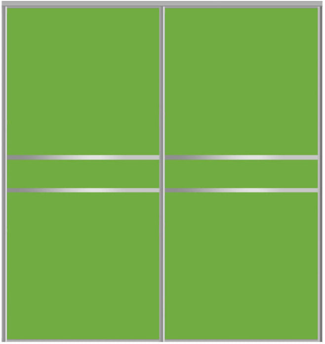 Custom Sliding Aluminum Doors - Style 07 - 2 doors  - Lime Green Glass - Doors and Beyond