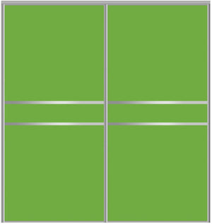 Custom Sliding Aluminum Doors - Style 07 - 2 doors  - Lime Green Glass - Doors and Beyond