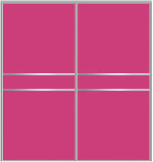 Custom Sliding Aluminum Doors - Style 07 - 2 doors  - Pink Glass - Doors and Beyond