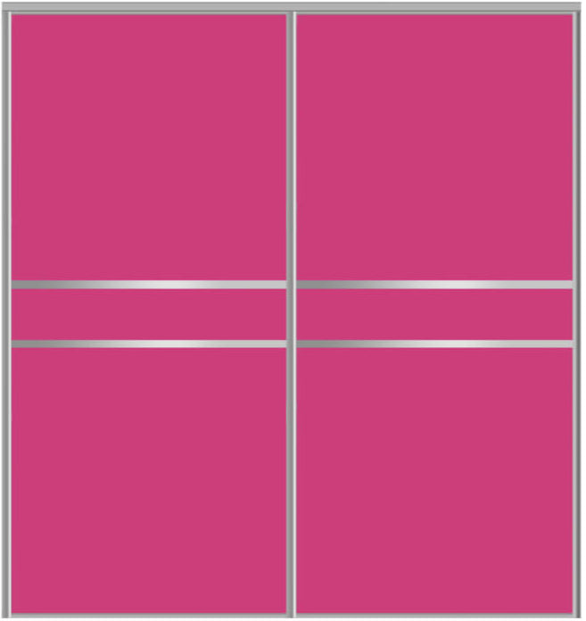 Custom Sliding Aluminum Doors - Style 07 - 2 doors  - Pink Glass - Doors and Beyond