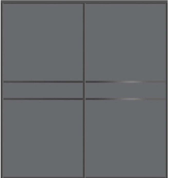 Custom Sliding Black Aluminum Doors - Style 07 - 2 doors  - Silver Gray Glass