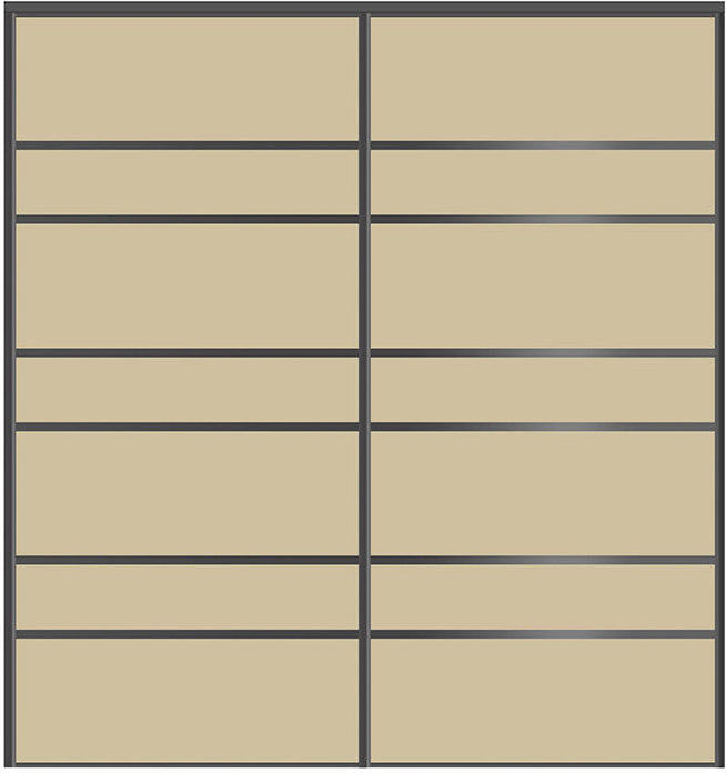 Custom Sliding Black Aluminum Doors - Style 09 - 2 doors  - Beige Glass