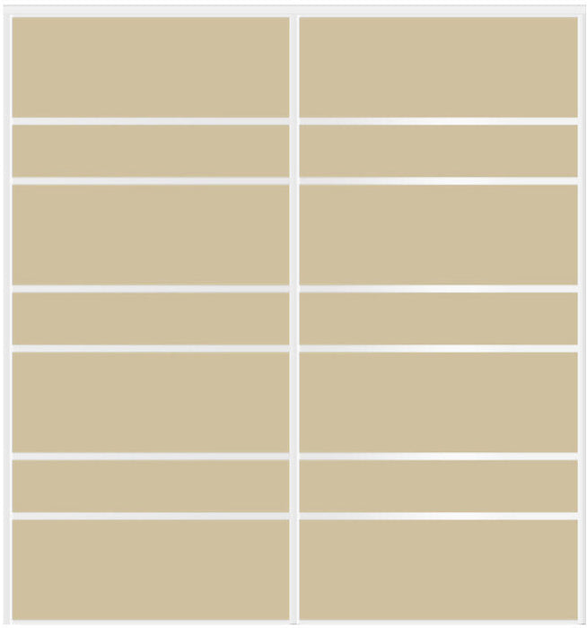Custom Sliding White Aluminum Doors - Style 09 - 2 doors - Beige Glass - Doors and Beyond