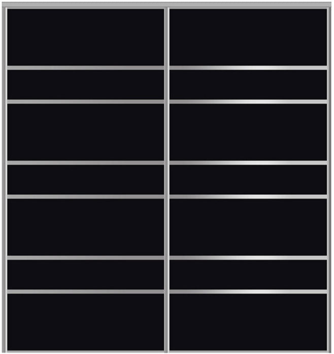 Custom Sliding Aluminum Doors - Style 09 - 2 doors  - Black Glass - Doors and Beyond