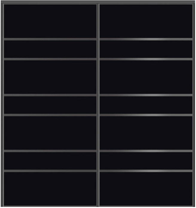 Custom Sliding Black Aluminum Doors - Style 09 - 2 doors - Black Glass - Doors and Beyond