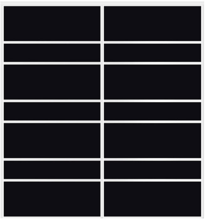 Custom Sliding White Aluminum Doors - Style 09 - 2 doors - Black Glass - Doors and Beyond