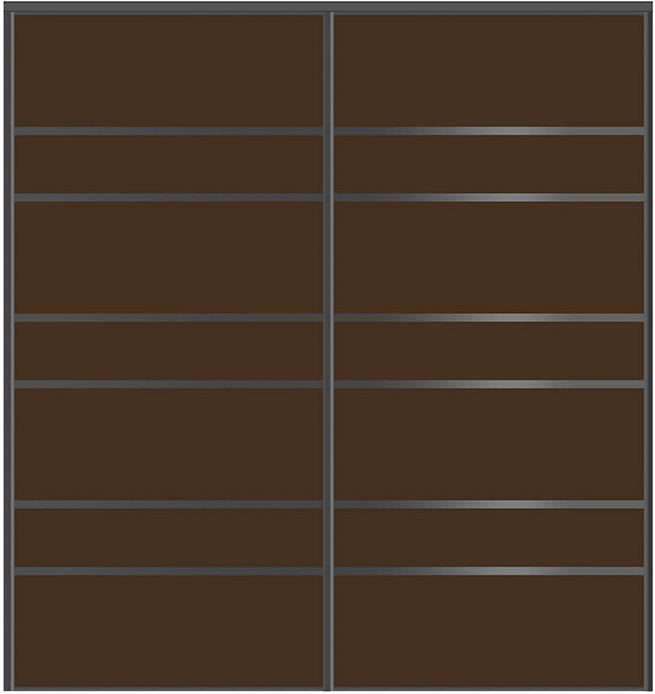 Custom Sliding Black Aluminum Doors - Style 09 - 2 doors  - Brown Glass