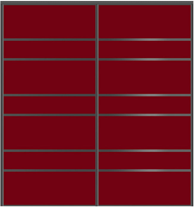 Custom Sliding Black Aluminum Doors - Style 09 - 2 doors  - Burgundy Glass