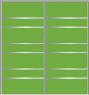 Custom Sliding Aluminum Doors - Style 09 - 2 doors  - Lime Green Glass - Doors and Beyond