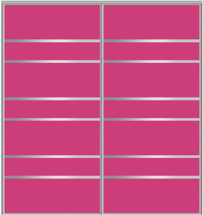 Custom Sliding Aluminum Doors - Style 09 - 2 doors  - Pink Glass