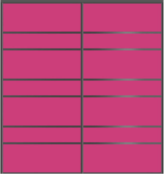 Custom Sliding Black Aluminum Doors - Style 09 - 2 doors  - Pink Glass
