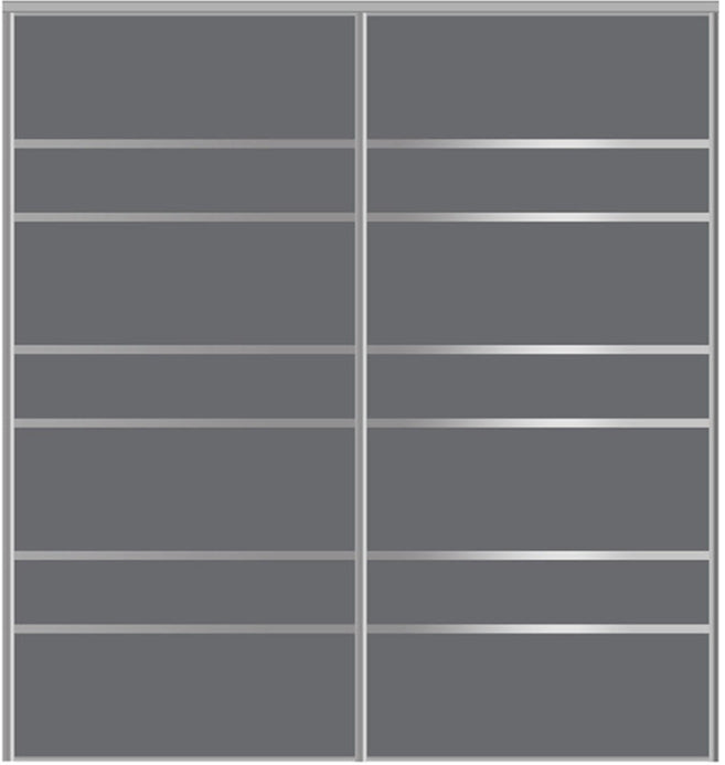 Custom Sliding Aluminum Doors - Style 09 - 2 doors  - Silver Gray Glass