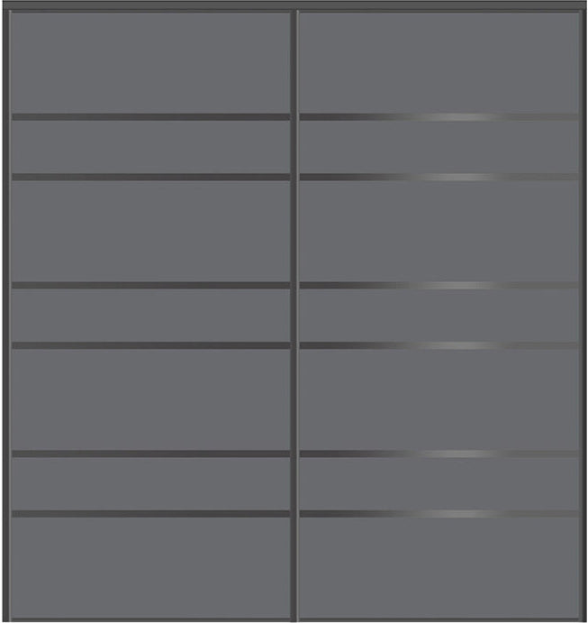 Custom Sliding Black Aluminum Doors - Style 09 - 2 doors - Silver Gray Glass - Doors and Beyond