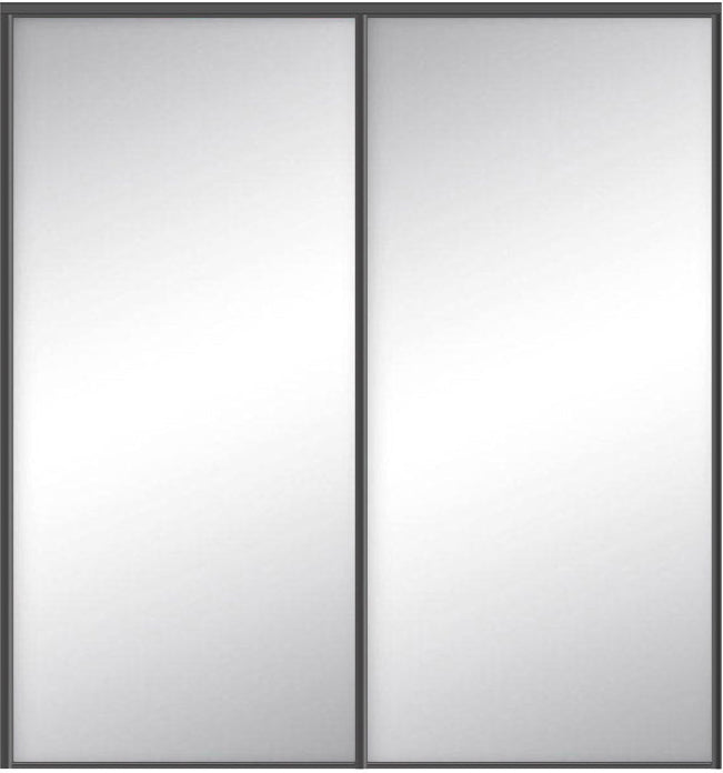 Custom Sliding Black Aluminum Doors - Style 01 - 2 doors  - MIrror - Doors and Beyond