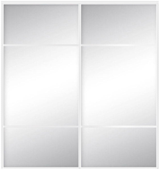 Custom Sliding White Aluminum Doors - Style 10 - 2 doors  - MIrror - Doors and Beyond