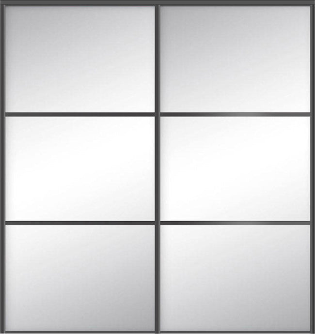 Custom Sliding Black Aluminum Doors - Style 03 - 2 doors  - MIrror - Doors and Beyond