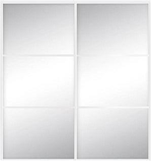 Custom Sliding White Aluminum Doors - Style 03 - 2 doors  - MIrror - Doors and Beyond