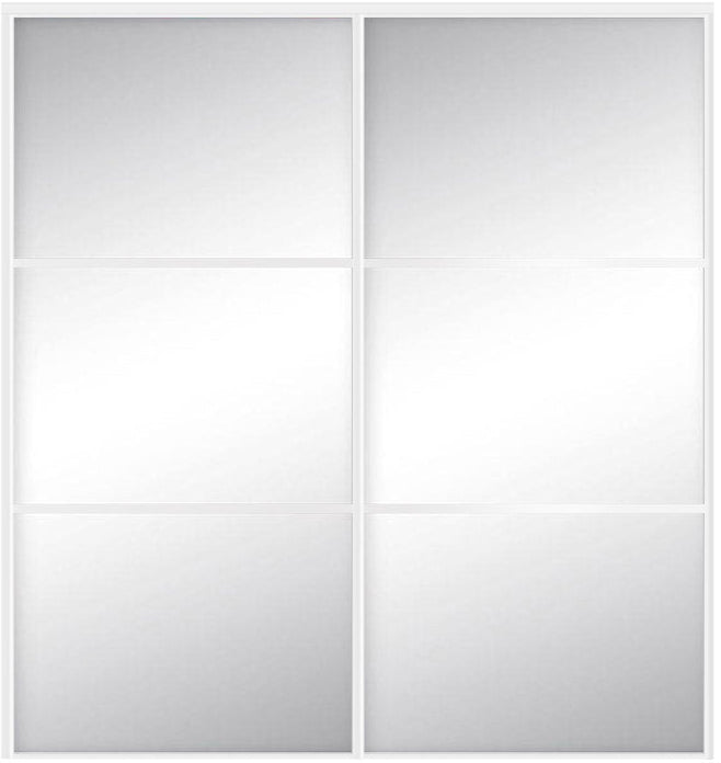 Custom Sliding White Aluminum Doors - Style 03 - 2 doors  - MIrror - Doors and Beyond