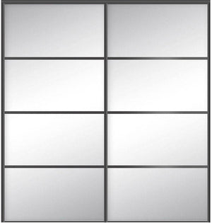Custom Sliding Black Aluminum Doors - Style 04 - 2 doors  - MIrror - Doors and Beyond