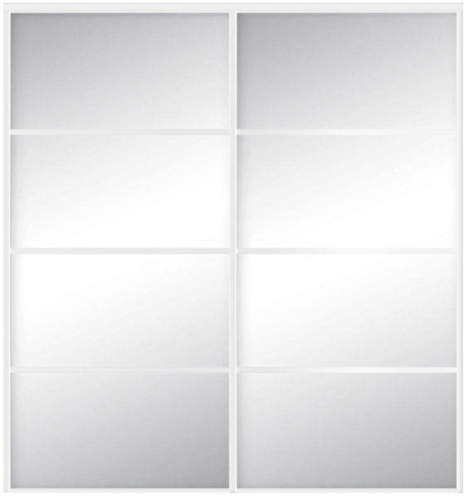 Custom Sliding White Aluminum Doors - Style 04 - 2 doors  - MIrror - Doors and Beyond