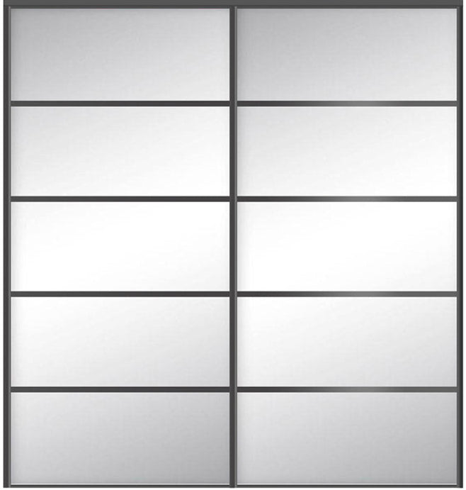 Custom Sliding Black Aluminum Doors - Style 05 - 2 doors  - MIrror - Doors and Beyond
