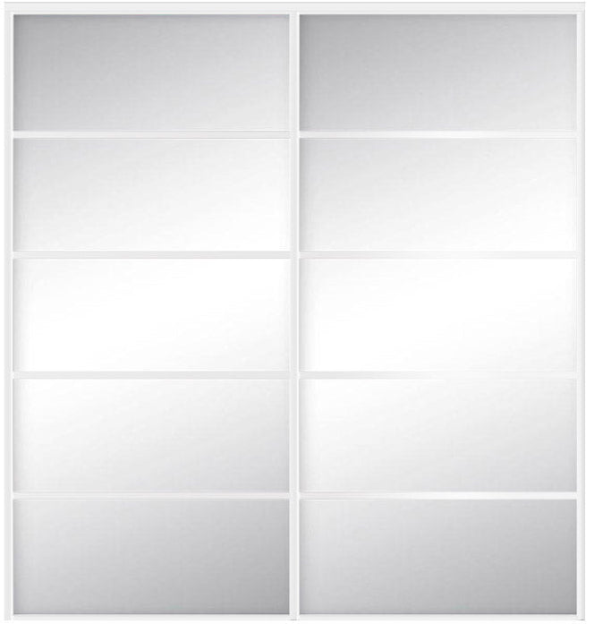 Custom Sliding White Aluminum Doors - Style 05 - 2 doors  - MIrror - Doors and Beyond