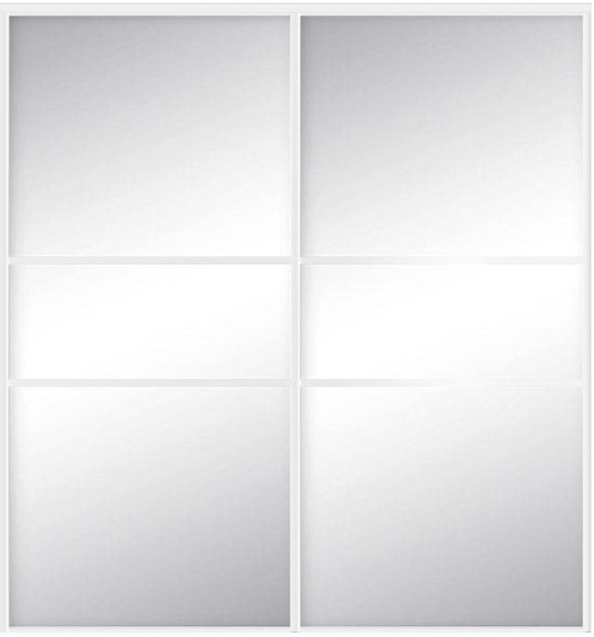 Custom Sliding White Aluminum Doors - Style 06 - 2 doors  - MIrror - Doors and Beyond