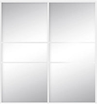 Custom Sliding White Aluminum Doors - Style 06 - 2 doors  - MIrror - Doors and Beyond