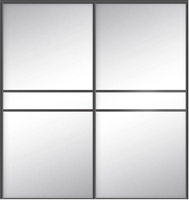Custom Sliding Black Aluminum Doors - Style 07 - 2 doors  - MIrror
