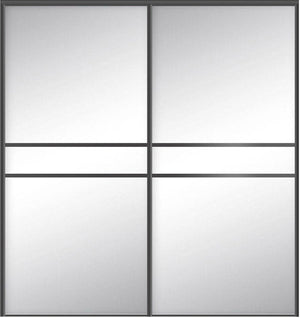 Custom Sliding Black Aluminum Doors - Style 07 - 2 doors  - MIrror - Doors and Beyond